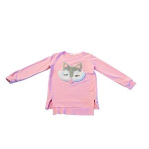 Cute Pink Sweatshirt with Fox Design Size Medium